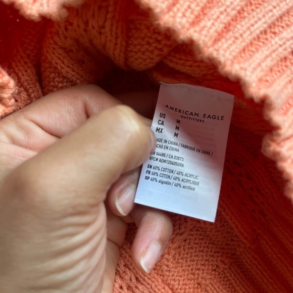 American Eagle Cable Knit Sweater Chunky Orange SZ M - Picture 4 of 7